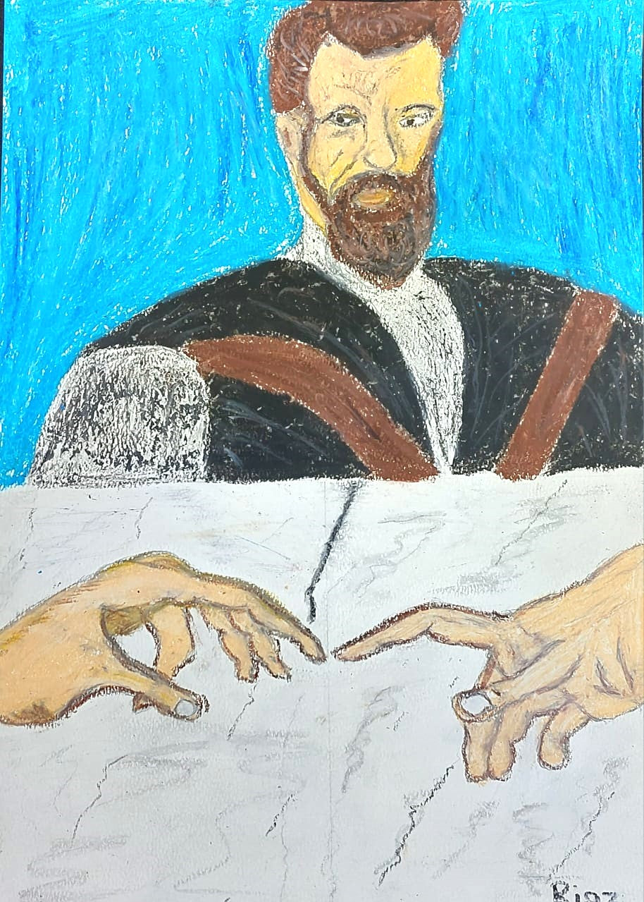 97 The Divine Connection: Michelangelo's Creation Reimagined | ORIGINAL with FREE Shipping